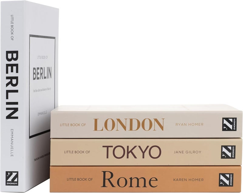 PROBENEX Mocha Medium | 4 PCS Faux Decorative Books for Home Decor | Not Real Books (Cardboard Boxes) | Coffee Table, Shelf Styling & Modern Aesthetic Accent Pieces for Living Room, Office - Image 1
